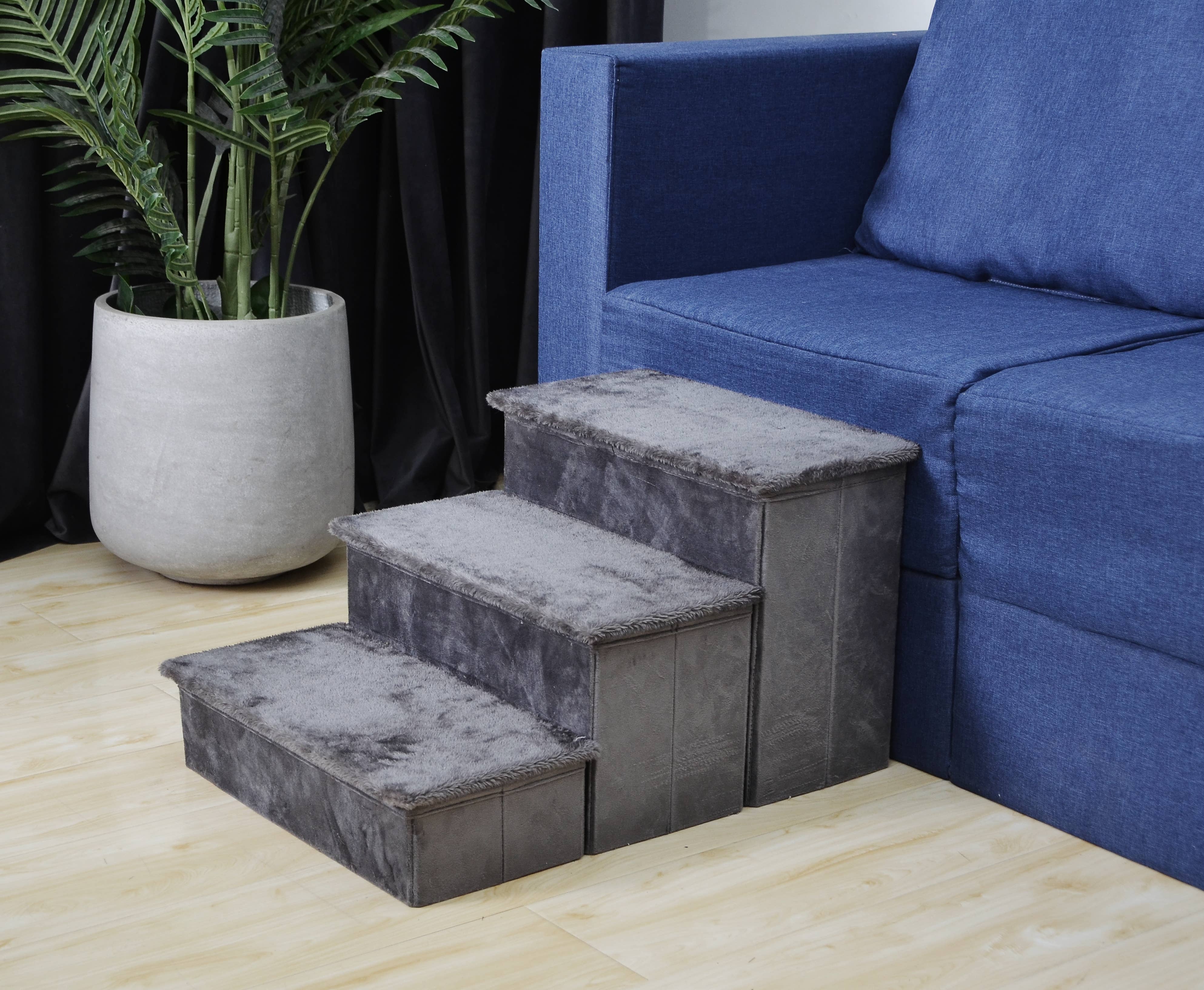 PetPals Group – wholesale Pet steps & ramps – Cat/dog – Catry Charcoal 2-in-1 Foldable Pet Stairs2