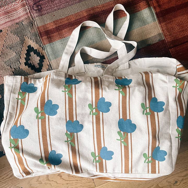 Mathilde Cabanas - Venta al por mayor Bolsas de la compra - Bolsa tulipanes azules (algodón orgánico)