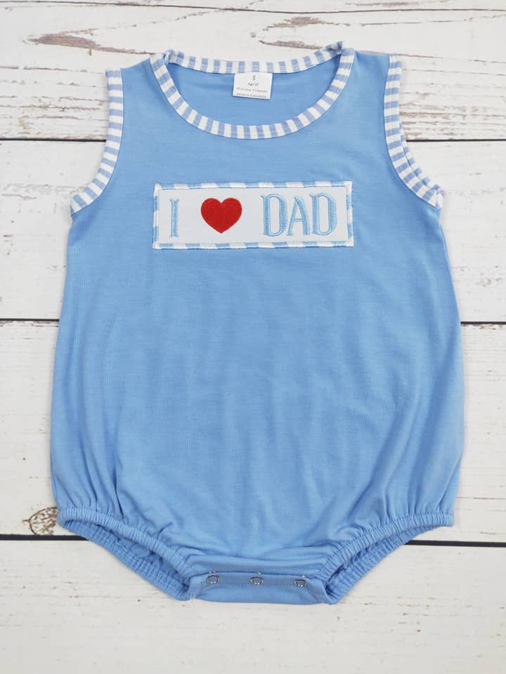 I Love DAD Appliqué Cotton Baby Boys Romper for wholesale by sassy kids palace