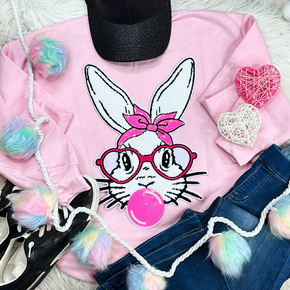 Trendy Transfers - Wholesale Patch - Bunny with Glasses Chenille Patch2