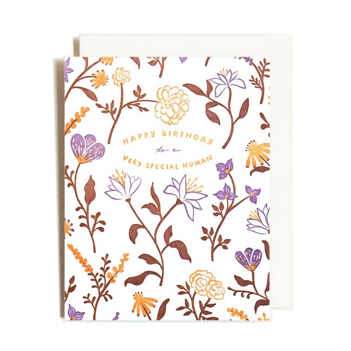 Homework Letterpress Studio - Wholesale Birthday Card - Special Human Birthday | Floral | Letterpress Card