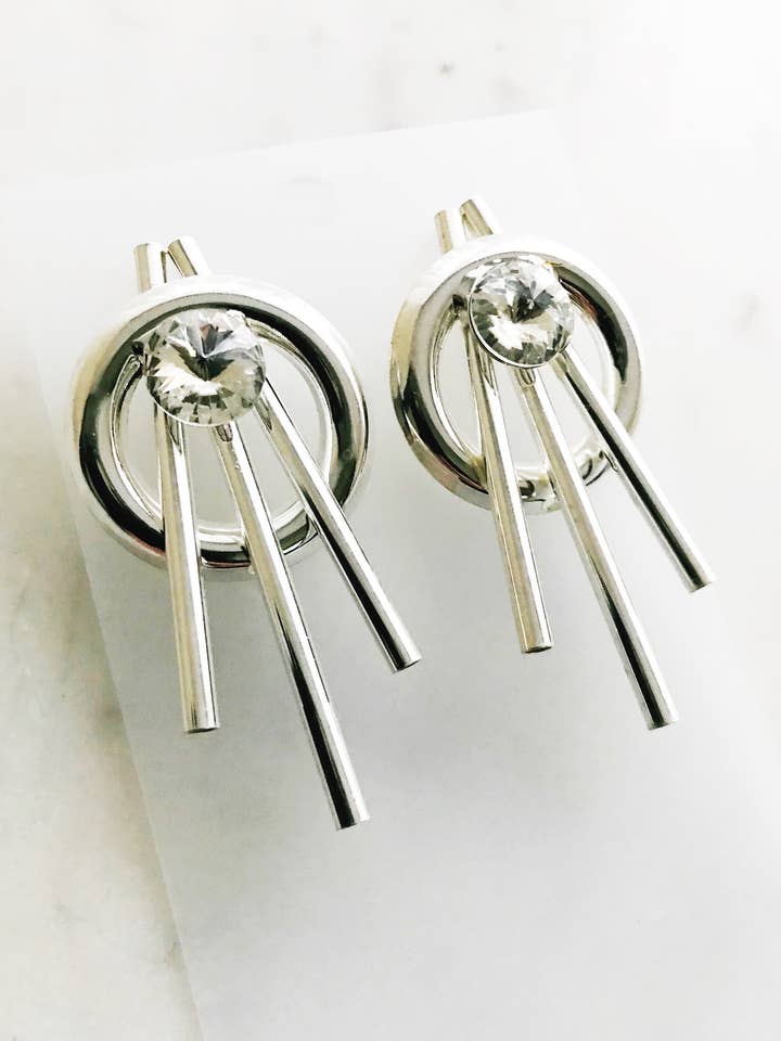 Lulu Silver Crystal Earrings for wholesale by Carmen Miller Jewellery