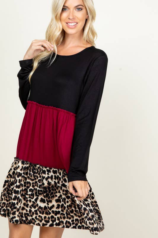 HEIMISH - Wholesale Dress - Women's - SD1191-10  SOLID AND ANIMAL DRESS1