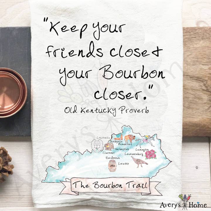 Avery's Home - Wholesale Tea Towel - Kentucky Bourbon Trail Souvenir Whiskey Gift Tea Towel