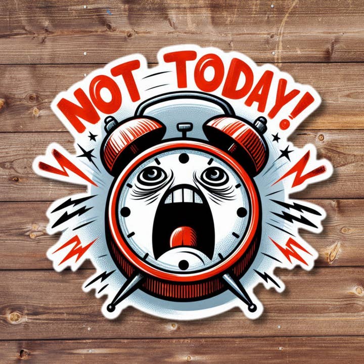 Not Today Alarm Clock - Wholesale Die Cut Vinyl Sticker for wholesale by ADH Stickers