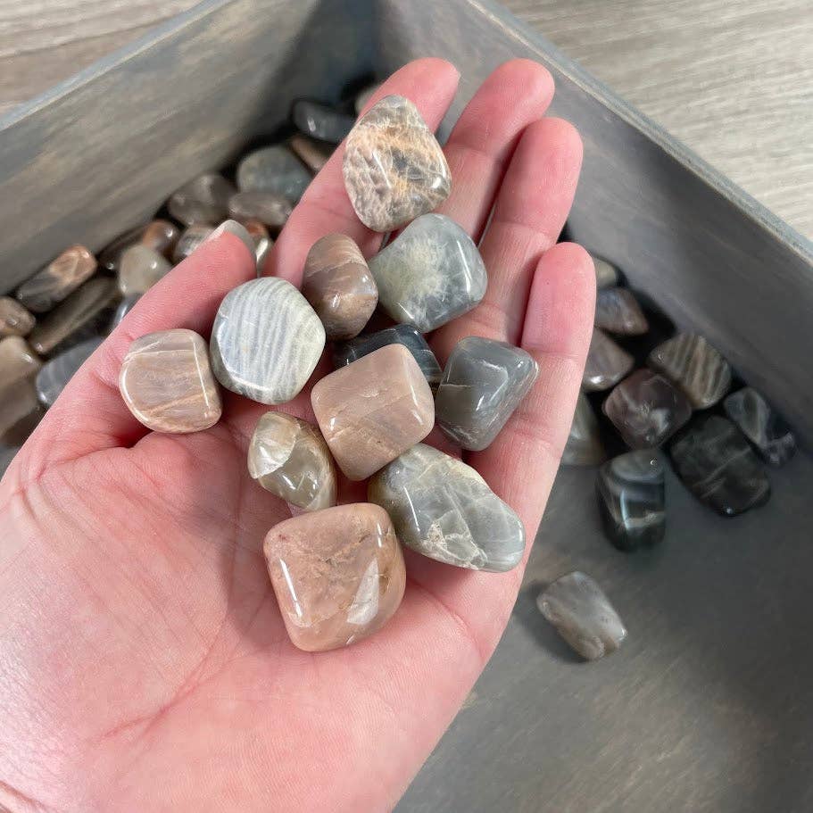 Keystone Crystals - Wholesale Spiritual Stone/Crystal - Black Moonstone Tumbled Stones – 1 lb Wholesale Lot4
