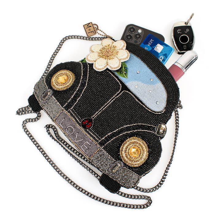 Mary Frances Accessories – bolsa tiracolo - Mulher por atacado – Na Estrada Carro Preto Flor Branca Mala a Tiracolo com Missangas7