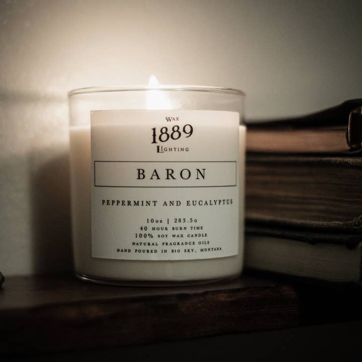 1889 Wax Lighting - Wholesale Jar/Filled Candle - 10oz Baron Candle - No Box
