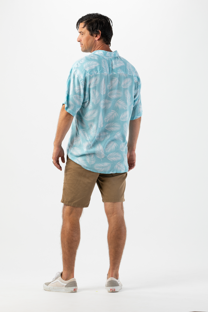 Palm Dusty Blue Aloha Shirt for wholesale on Faire1