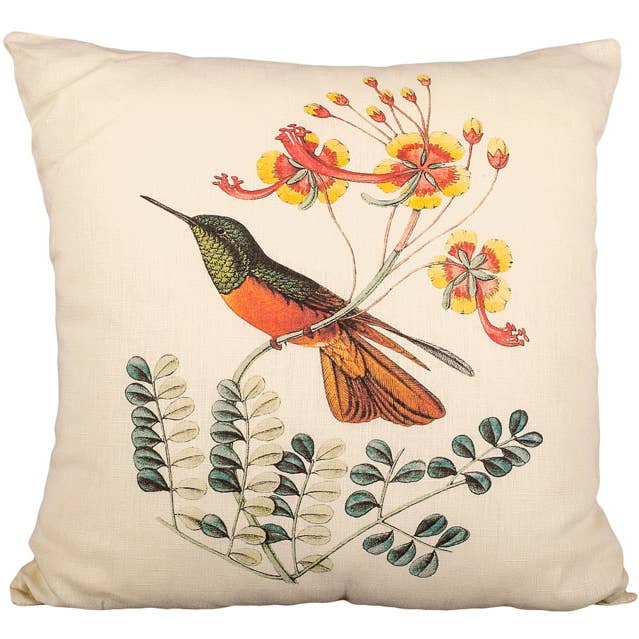 Animals/ Birds/Fish/ Hummingbird Linen Pillow for wholesale by Ox Bow Decor