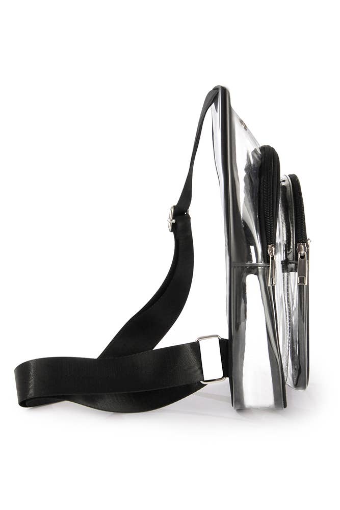 Black Strap Clear Sling Bag MOQ 3pcs ZZKF430 for wholesale on Faire2