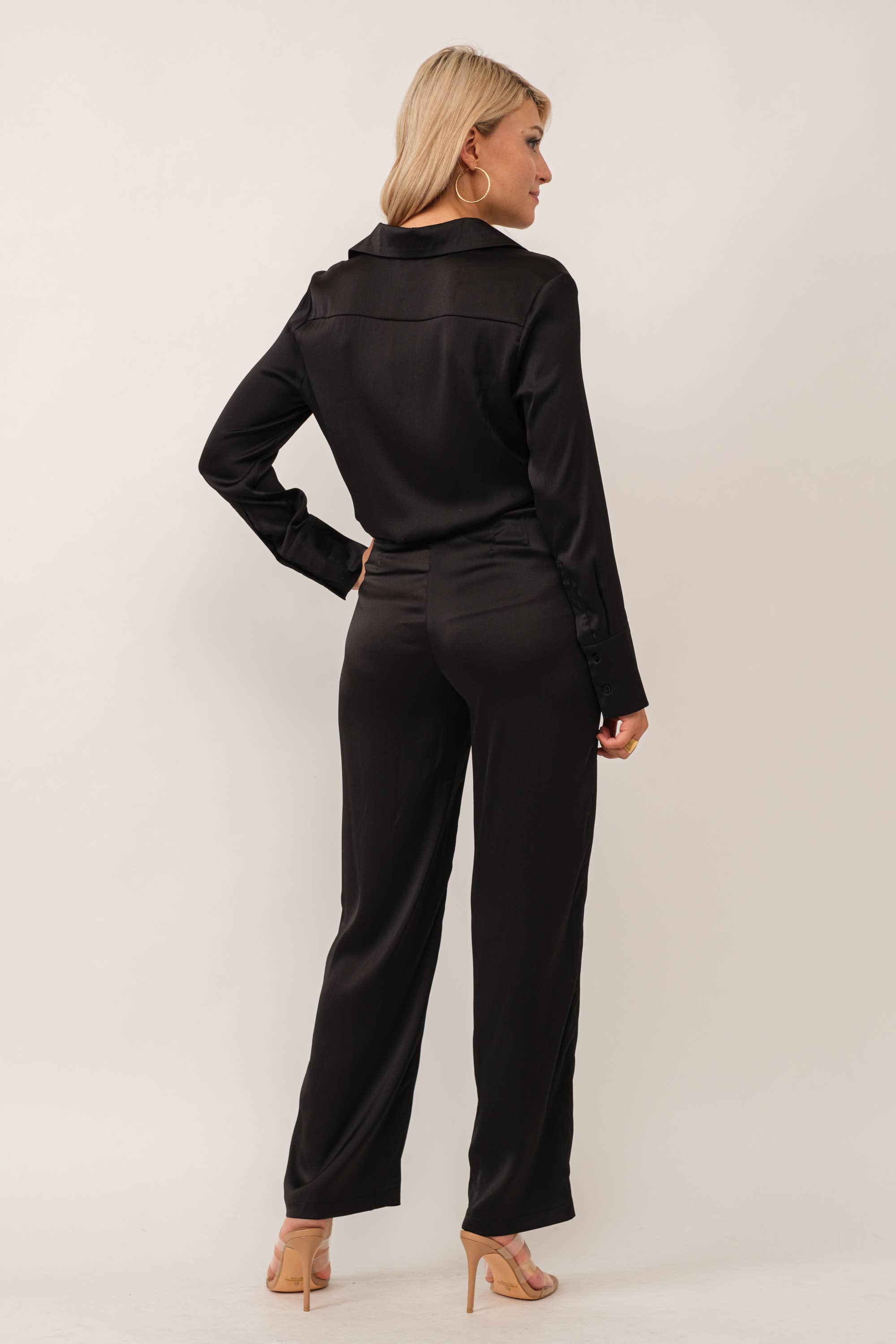 Tea & Cup - Wholesale Top & Pant Set (NOT Loungewear) - Women's - 2 piece satin high waist trousers and top set5