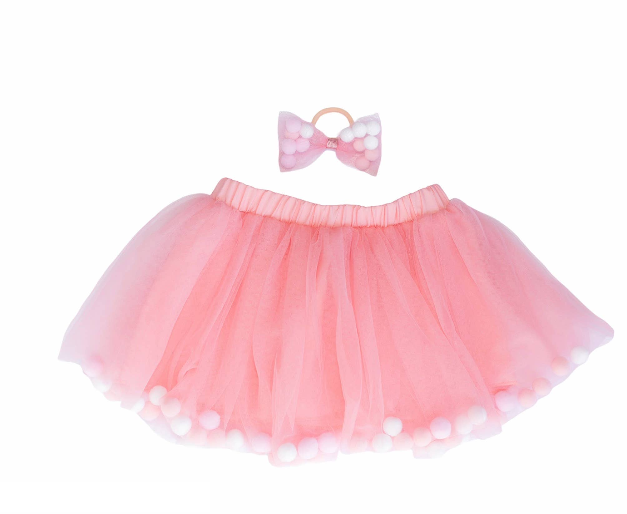 Tutu Joli LLC – wholesale Tutu - Barn – Tutu kjol | Pom Pom Tutu & Bow Hair Slips 2PC Set | Alla färger20