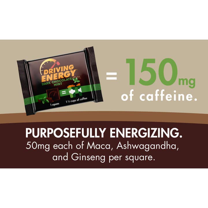 ZenEvo Chocolate - Wholesale Chocolate Bar - Driving Energy Mint - 50 Count Box - Caffeinated chocolate