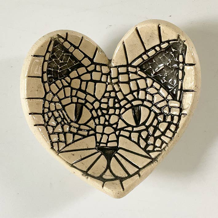 Pottery Dish Bowl - Cat Face for wholesale by Walton Clay Studio