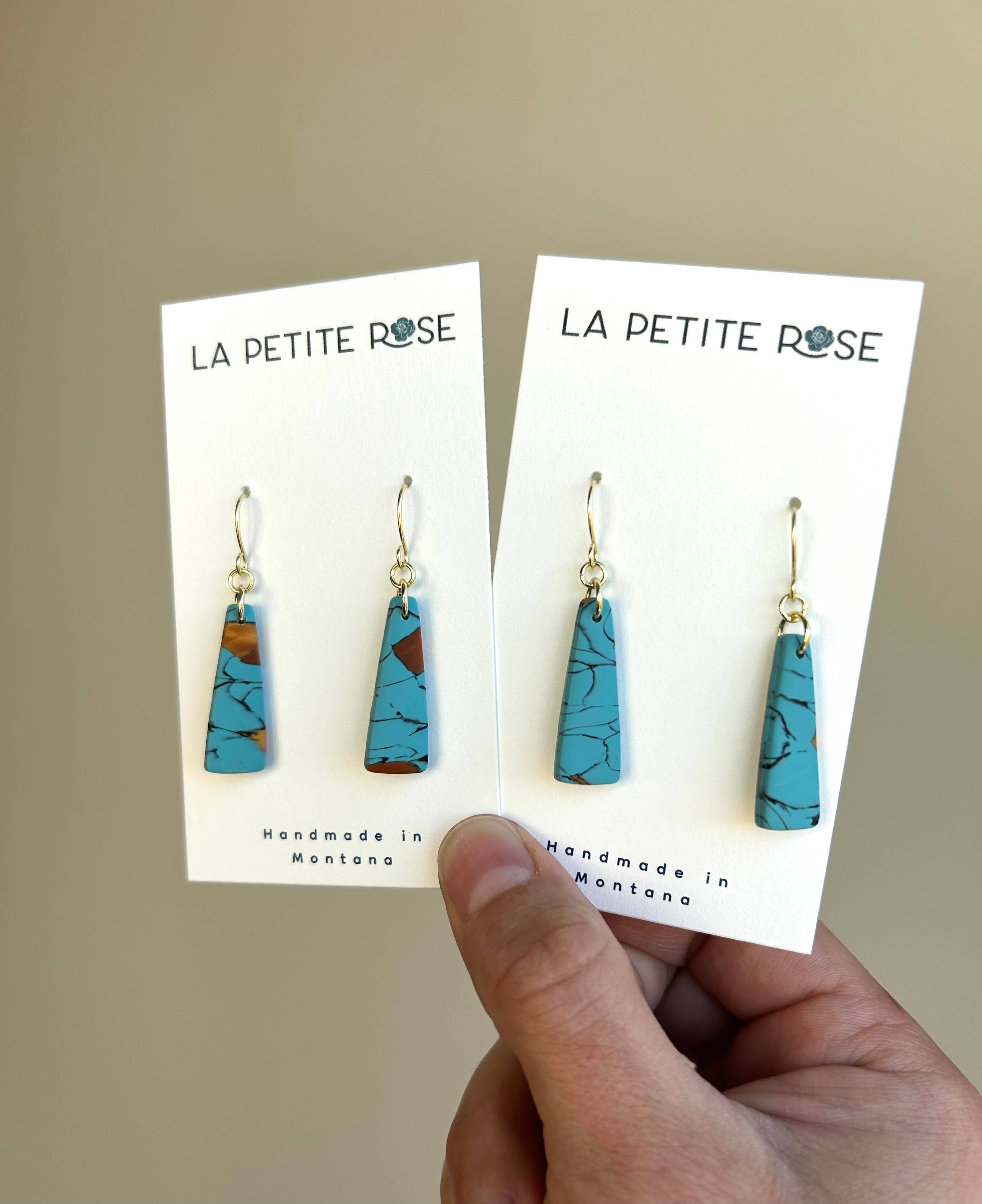La Petite Rose LLC - Wholesale Dangle Earrings - Faux Turquoise Clay Earrings, Minimalist Fish Hook Dangles3