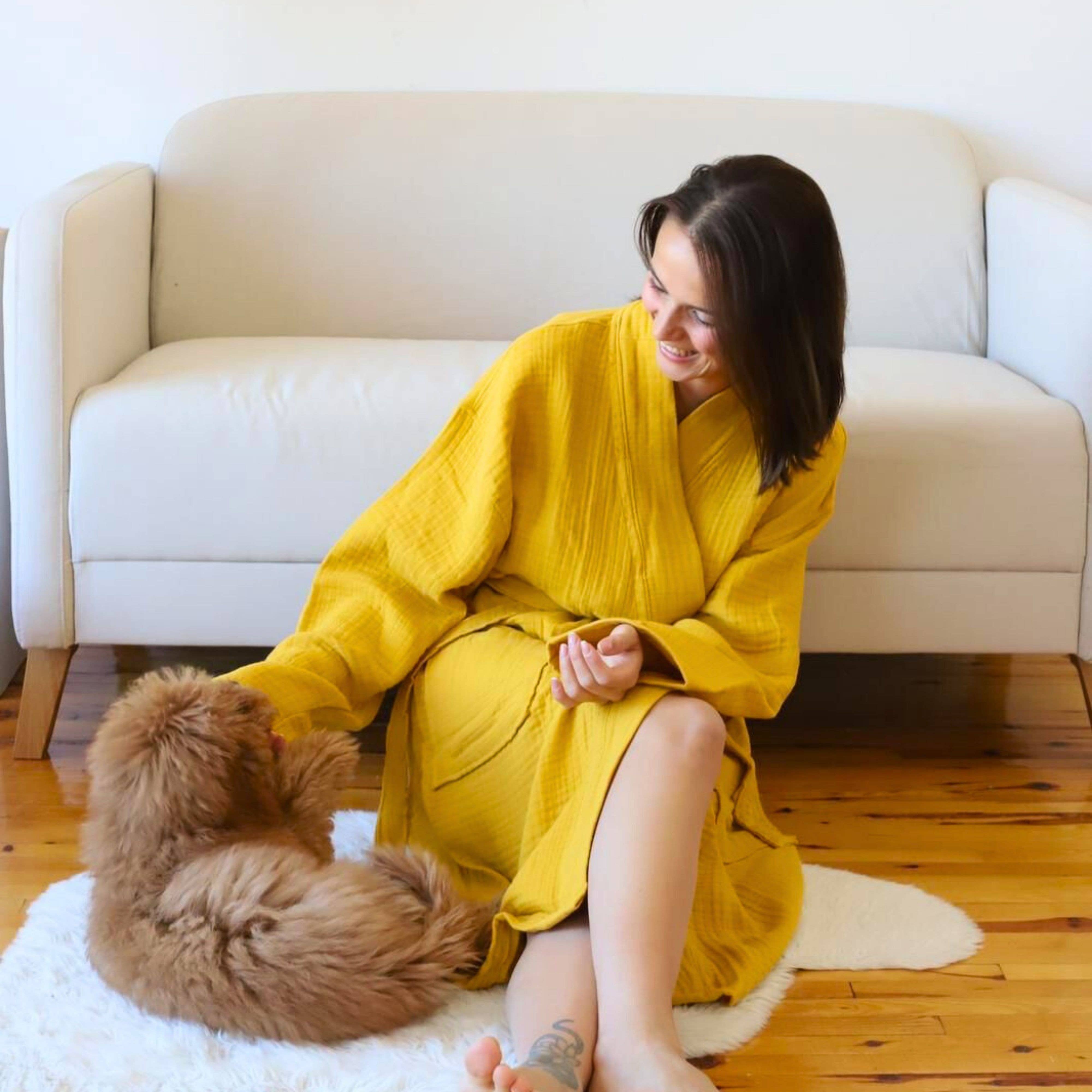 Vivamaison - Wholesale Robe - Unisex - Luxury 4 Layer Muslin Bathrobe, Natural Cotton Spa Comfort36