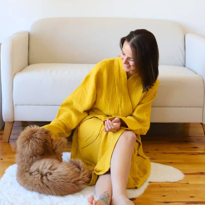 Vivamaison - Wholesale Robe - Unisex - Luxury 4 Layer Muslin Bathrobe, Natural Cotton Spa Comfort36