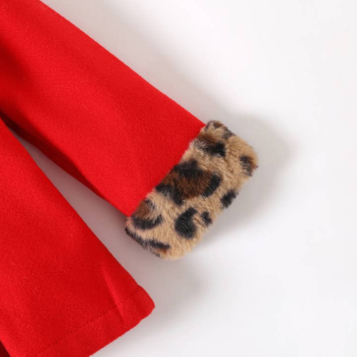 PatPat - Wholesale Coat - Baby - Baby Red Long-sleeve Button Leopard Hooded Wool Blend Coat15