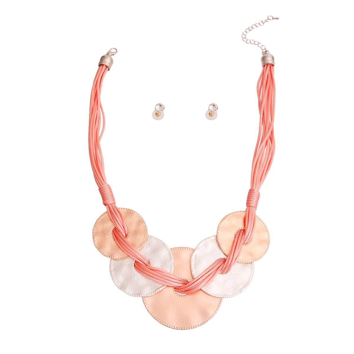 Pink Cord Metal Disc Necklace for wholesale on Faire1