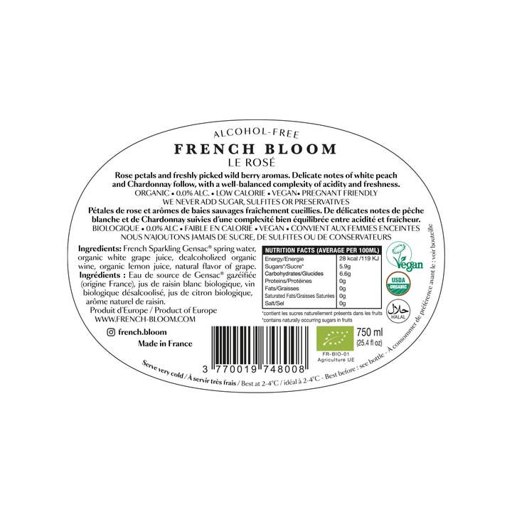 French Bloom - Wholesale Non-Alcoholic Spirits/Wine/Beer - LE ROSÉ, ALCOHOL-FREE ORGANIC FRENCH BUBBLY4