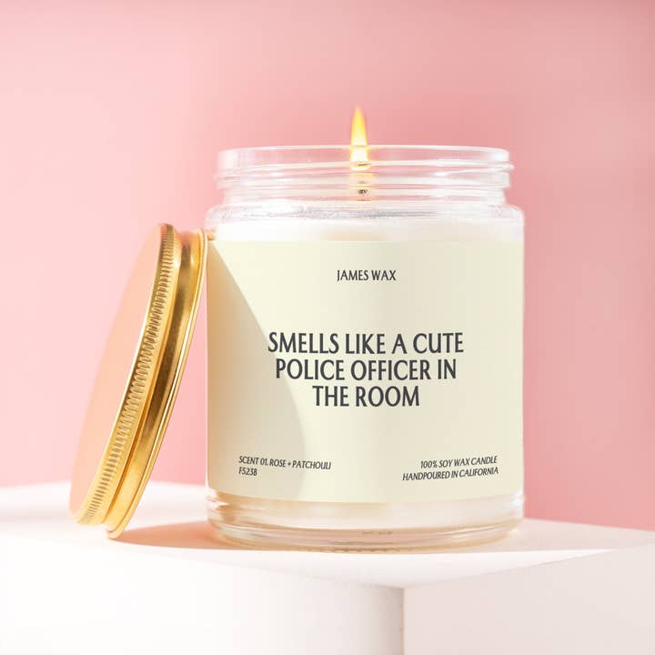 James Wax - Wholesale Jar/Filled Candle - Cute Police Officer Gift Smells Like a Cute Police Officer In The Room Cop Gifts Law Enforcement Gifts F523B