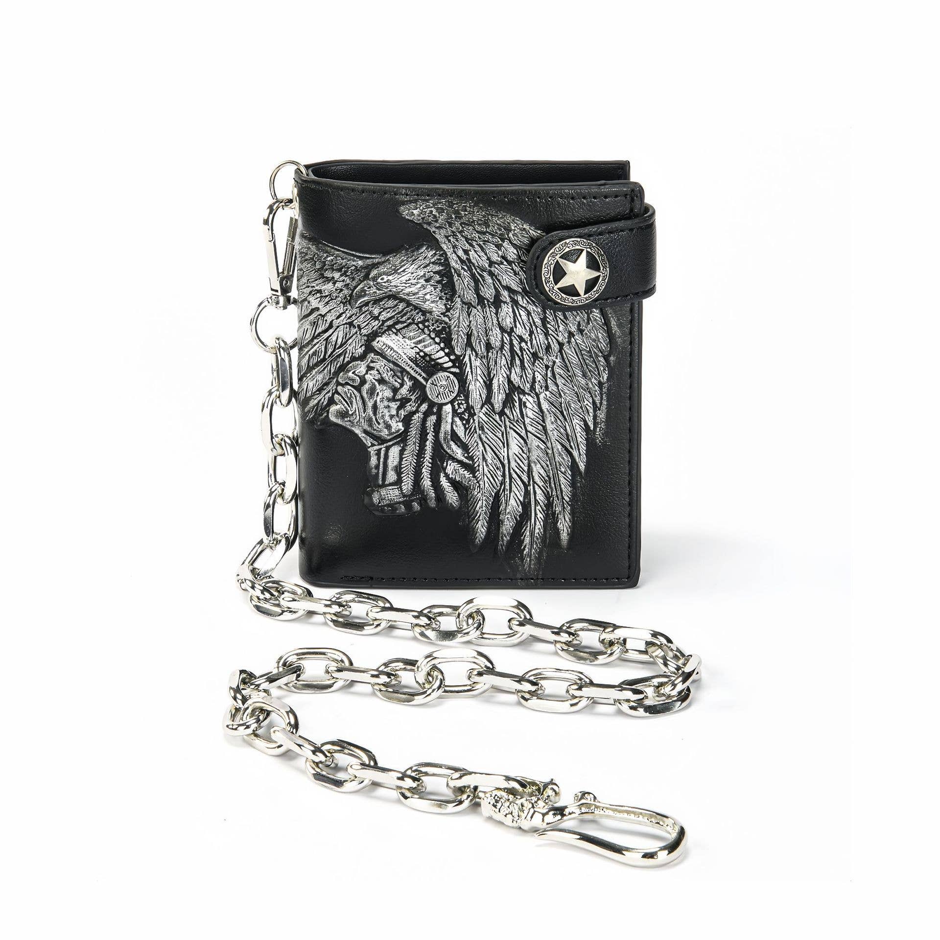 Tourtiwi – wholesale Wallet - Men’s – Gothic Indian Pattern Bifold Chain Wallet1