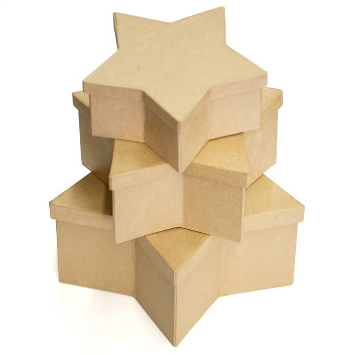 Factory Direct Craft - Wholesale Gift Box - Premade 3-Piece Paper Mache Nested Star Boxes