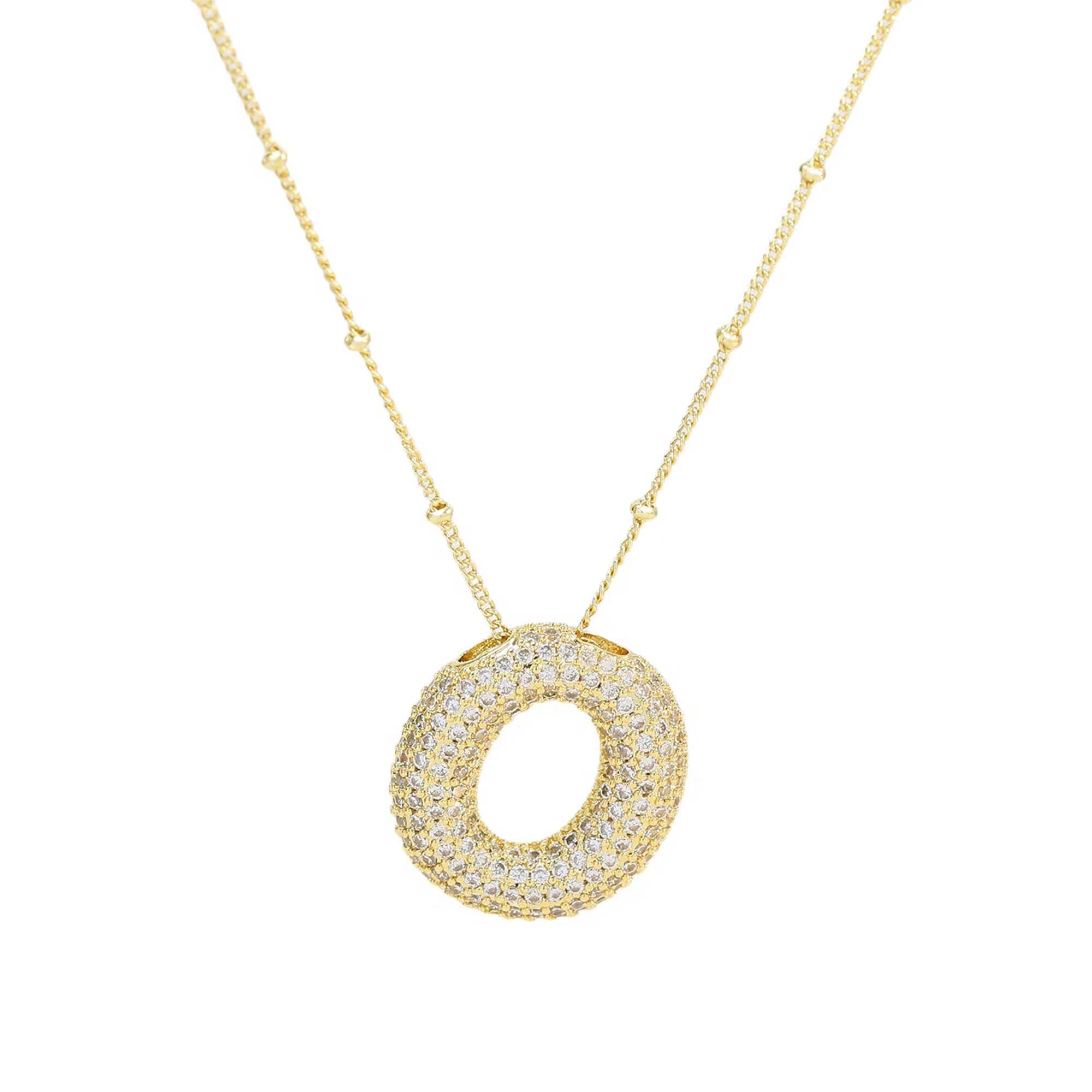 Savvy Bling - Wholesale Pendant/Charm Necklace - Initial CZ Balloon Bubble 18K Gold Necklace14