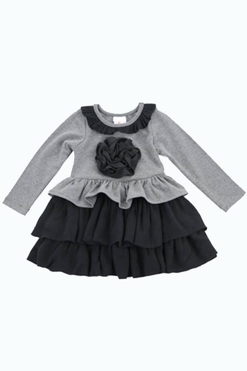 SISSYMINI - Vendita all'ingrosso Vestito - Bambini - Abito a maniche lunghe con volant a peplo per bambine e bambine | LV366