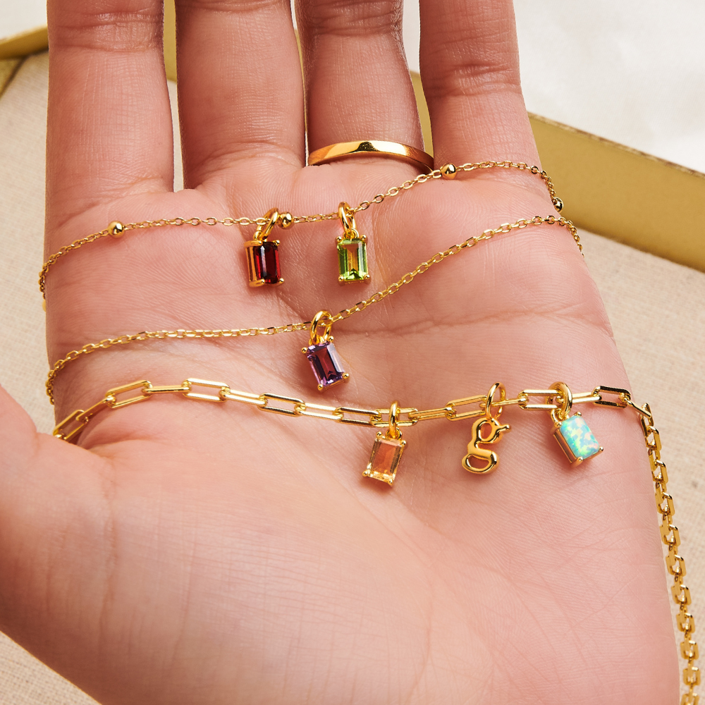 Little Sky Stone - Wholesale Individual Charm/Pendant - Baguette Authentic Birthstone Charm (Set)1