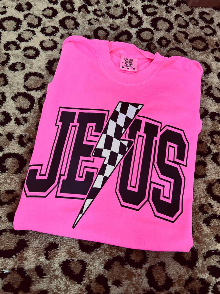 NEON JESUS COMFORT COLORS TEE for wholesale by Sugar & Velvet Collective Wholesale