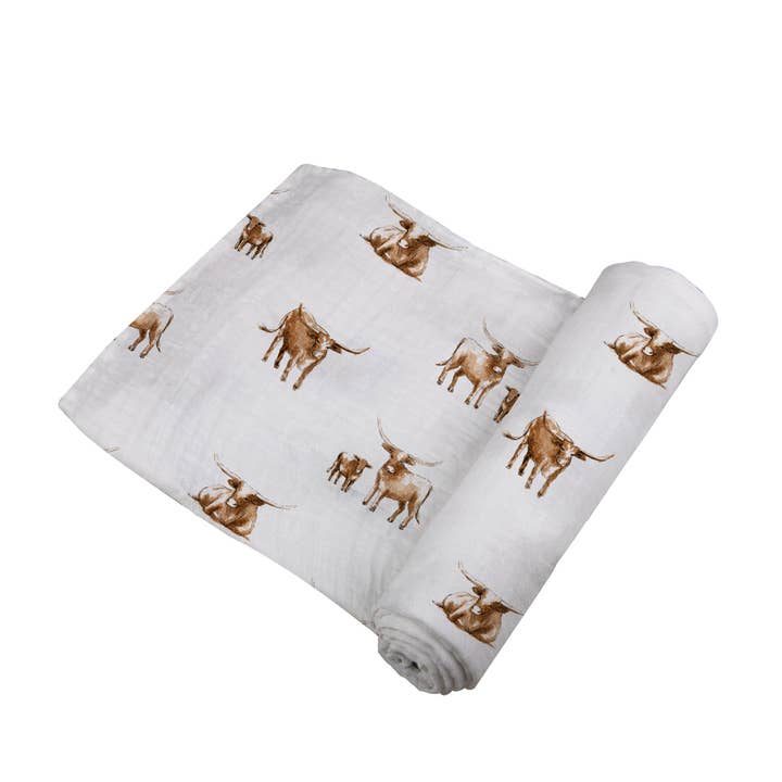Newcastle Classics - Vente Lange – bébé - Couverture d'emmaillotage Longhorn en mousseline de bambou naturel1