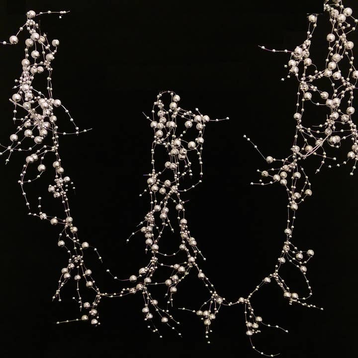 Decor N Beyond - Venta al por mayor Banderines/guirnaldas - Guirnalda de cuentas sueltas plateadas de 6 pies4