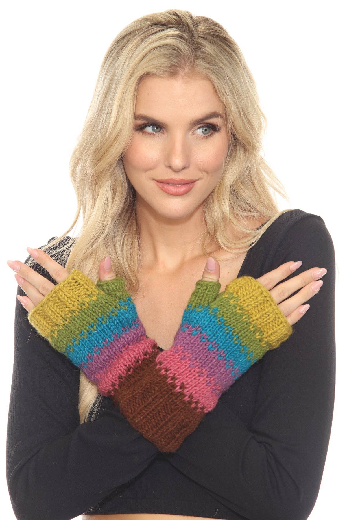 Lakhays Collection Inc. - Wholesale Arm Warmers - Women's - Blurred Lines Handmade Wool Knit Arm Warmer Unisex Gloves0