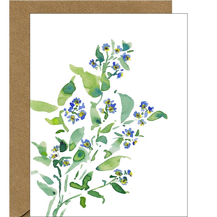Aquarel vergeet-mij-nietje bloemen notecard voor wholesale door Pink Bathtub Designs