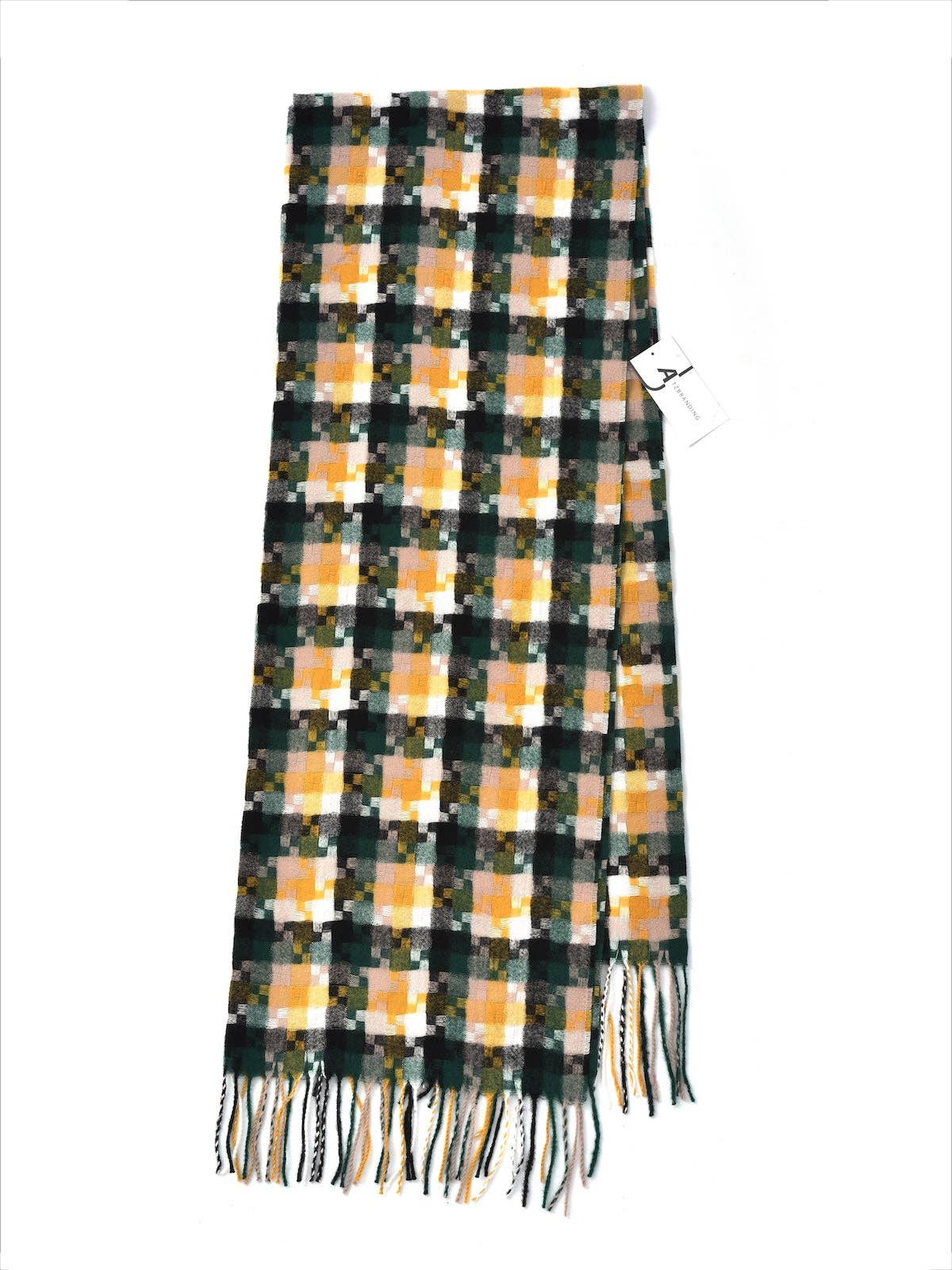Funkyrel® Atzbranding Limited - Wholesale Sjaal - Dames - Scarvii – Pixel Ruitjes Sjaal met Franjes9