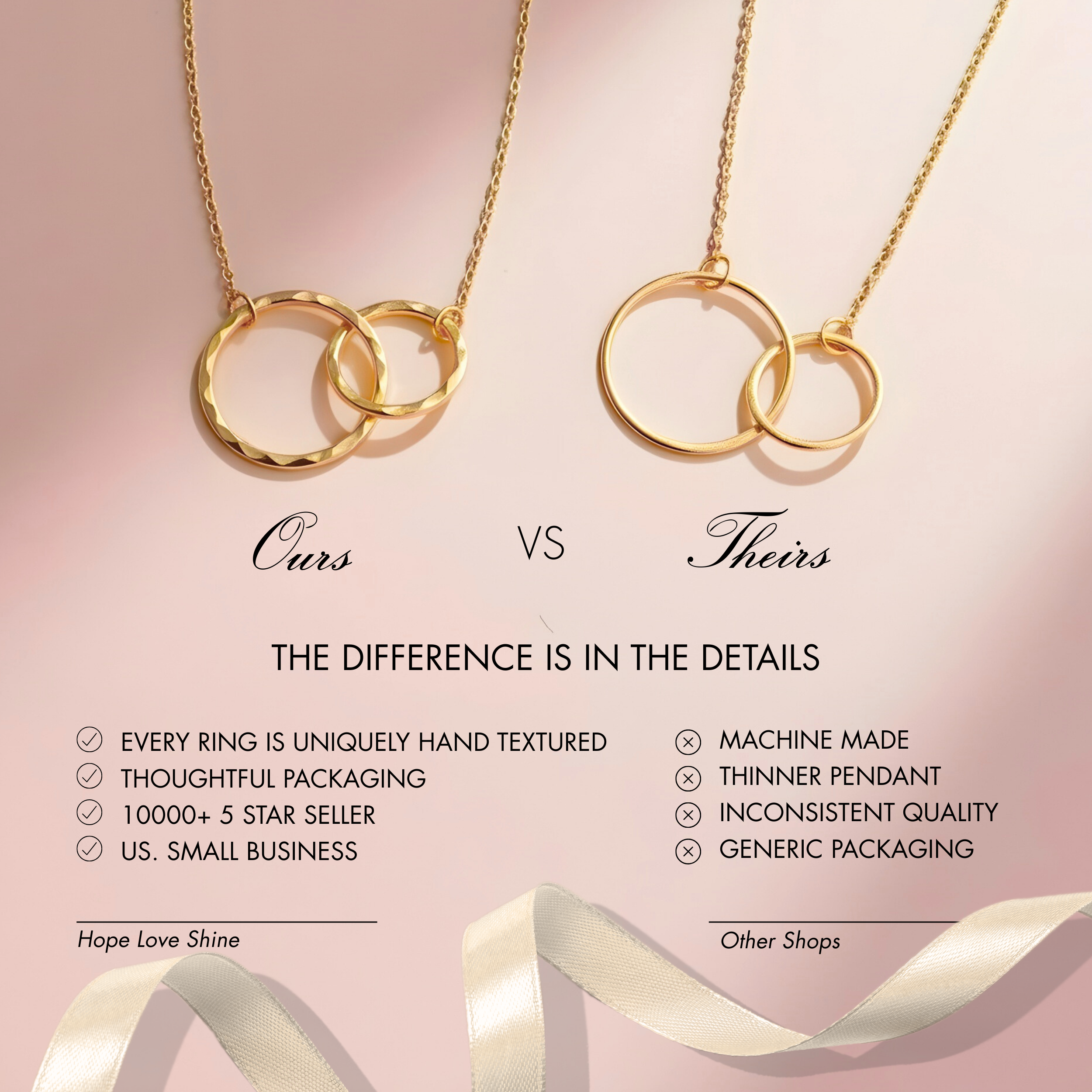 hope love shine – Großhandel Kette mit Anhänger/Charm – Krebsgenesungsunterstützung Geschenk für Sie - Gold Silber Perle12