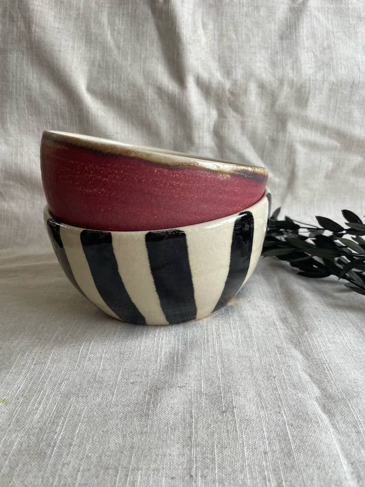 Dark Pink Handmade Ceramic Ramen Bowl for wholesale by Charlotte Manser Ceramics