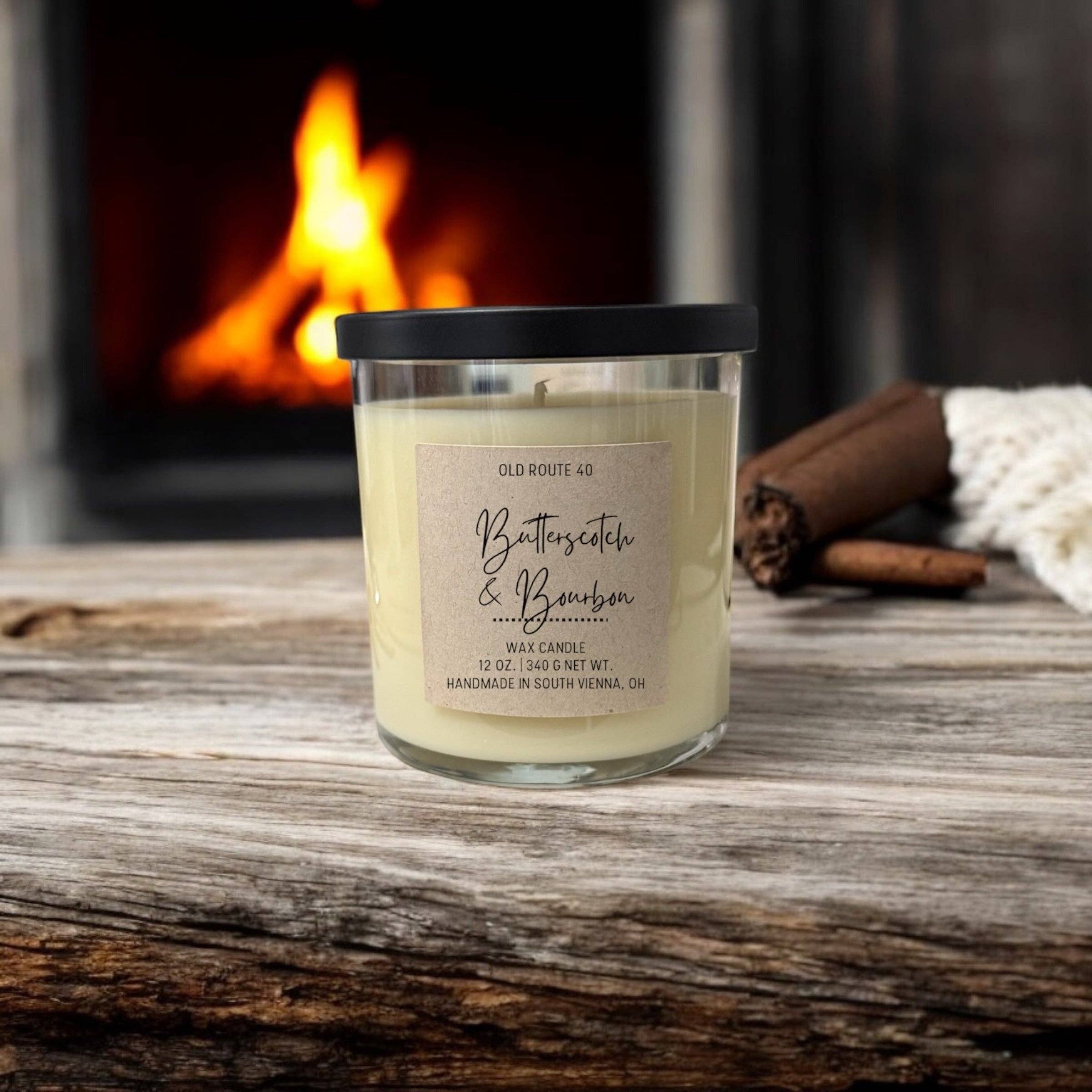 Old Route 40 - Wholesale Jar/Filled Candle - Butterscotch & Bourbon Candle
