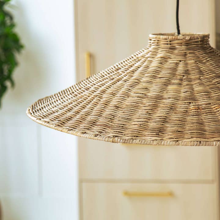 Bacon Basketware - Wholesale Chandelier/Hanging Light - SHALLOW RATTAN PENDANT LAMP GREY RATTAN