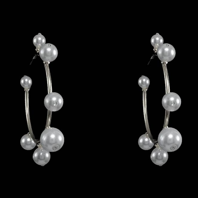 Small hoop earrings with large pearls for wholesale by Be Je Designs