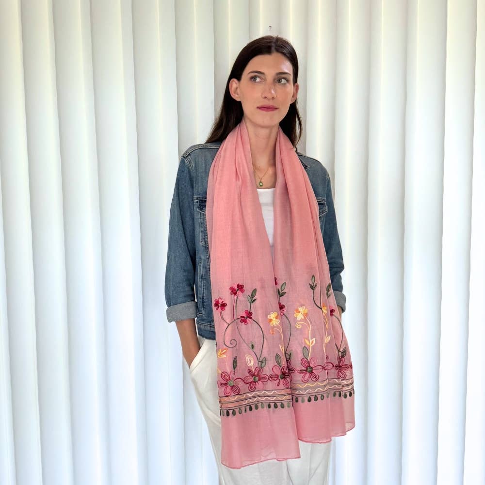 Humble Hilo – Engroshandel Tørklæde - Dame – Humble Hilo Broderet tørklæde/sjal med blomster54