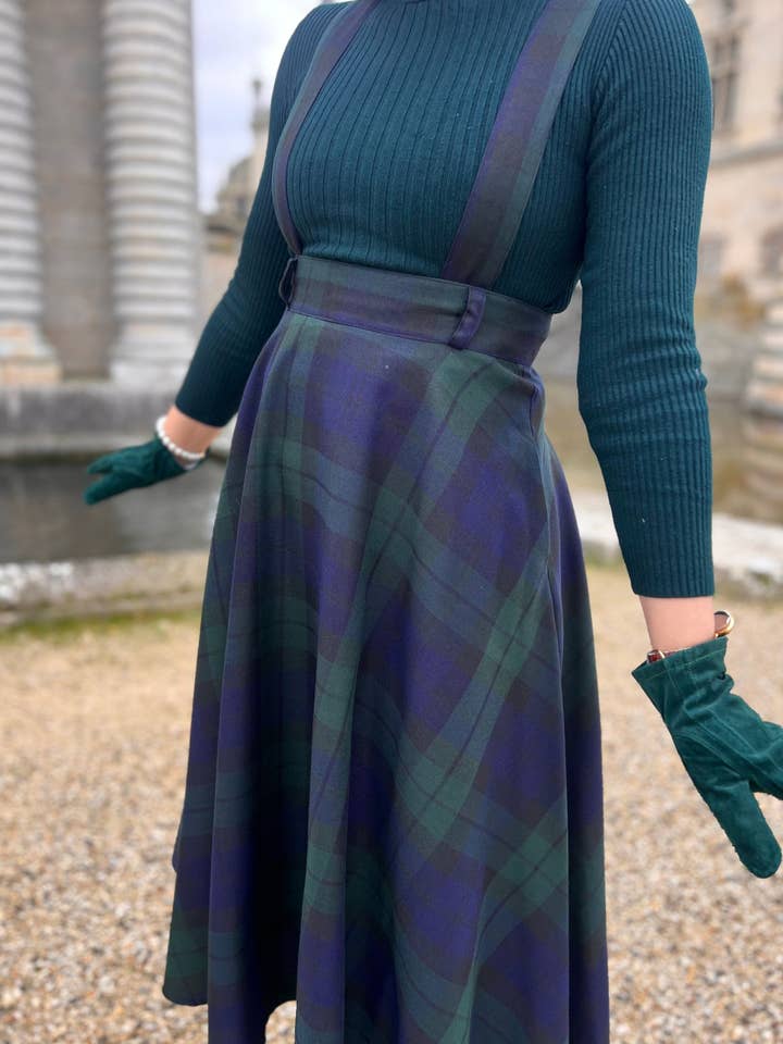 Pivoine Signature - Wholesale Skirt - Women's - Académia Green Tartan Skirt2
