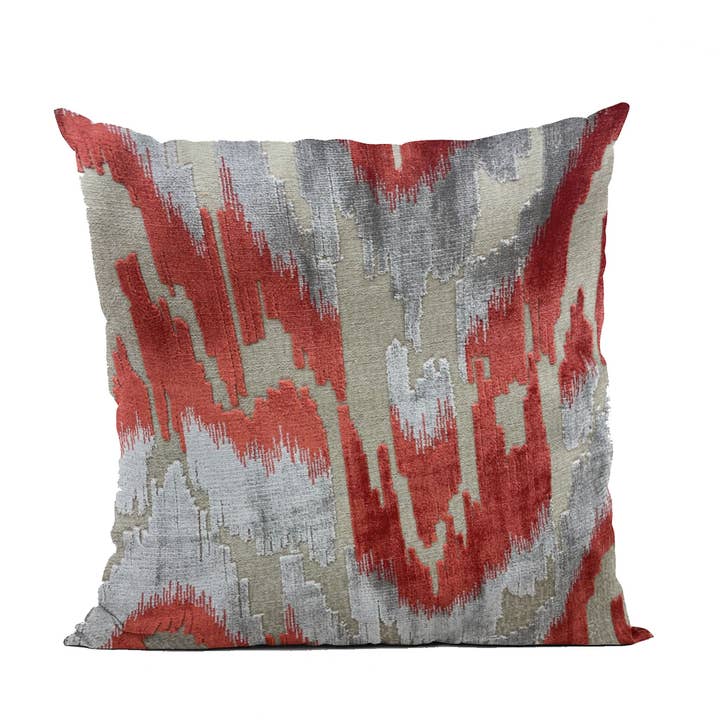 Plutus Velvet Glamour Red, Gray Handmade Luxury Pillow for wholesale by Plutus Home Brands