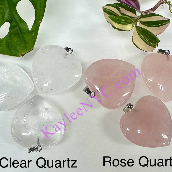 KayleeNYC - Wholesale Individual Charm/Pendant - Natural Crystal Heart Pendant Healing Energy