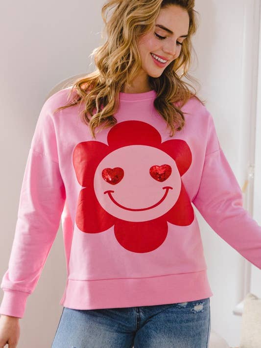 Smiley Flower Oversized Pullover for wholesale by Oddi