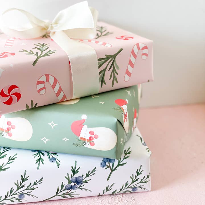 Isabella MG - Wholesale Wrapping paper roll - Sweet Pink Christmas Wrapping Paper - 3 Sheet Roll2