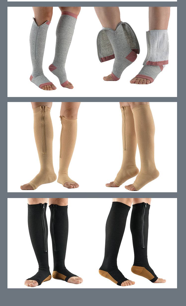 VIGOR - Wholesale Socks - Unisex - Zipper Compression Socks, Calf Knee High, Open Toe Support16