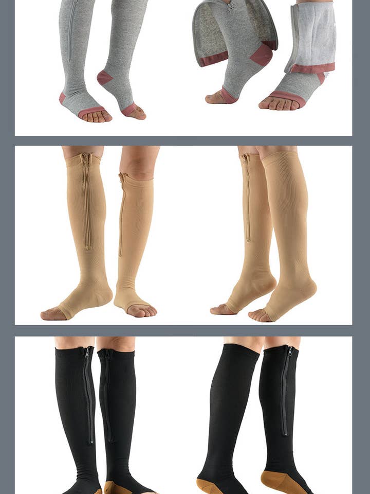 VIGOR - Wholesale Socks – Unisex - Zipper Compression Socks, Calf Knee High, Open Toe Support16
